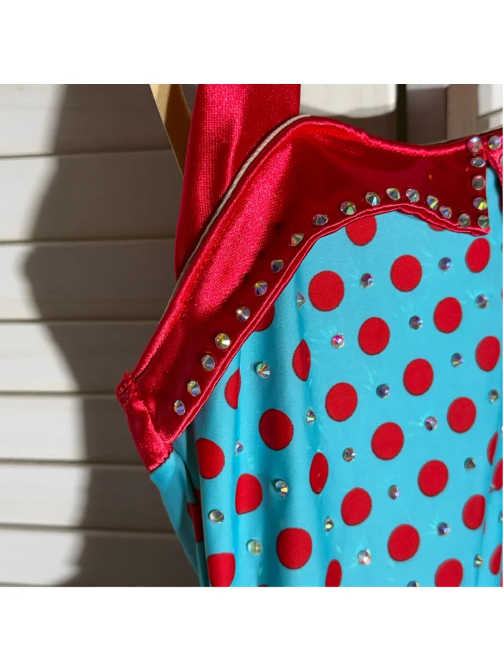 Child's pinup girl dress retro 50s style blue red polka dot Halloween costume S